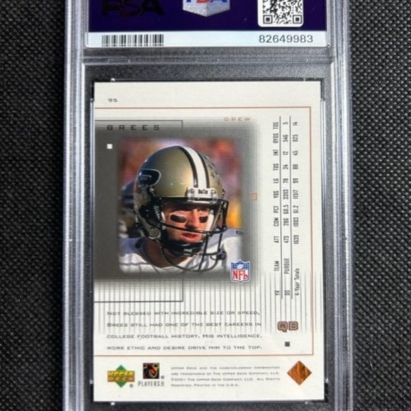 2001 UD Pros & Prospects #95 DREW BREES ROOKIE RC /1000 SP PSA 9 MINT SAINTS HOF - Picture 3 of 3